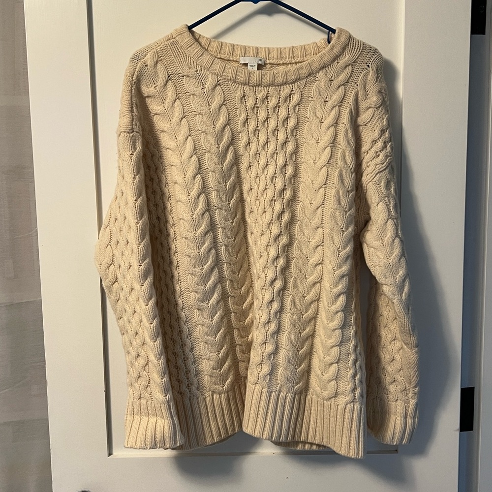 J Jill wool blend cable knit chunky pullover sweater small